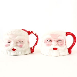 Vintage Santa Mugs, Vintage Christmas Decor, Winking Santa, Jewel Eye Santa, Vintage Mugs, Kitschy, Kitsch, Vintage Home, Vintage Holiday
