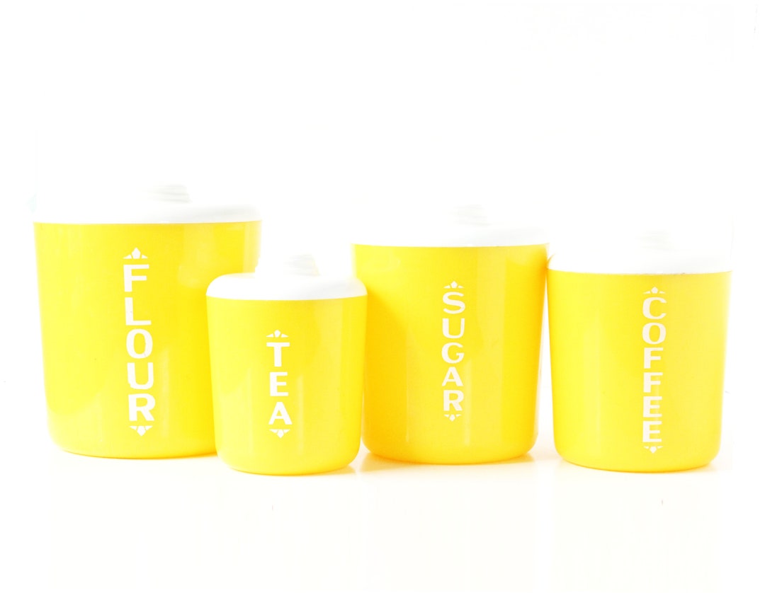 Vintage Kitchen Yellow Containers Flour Coffee Sugar Tea Etsy