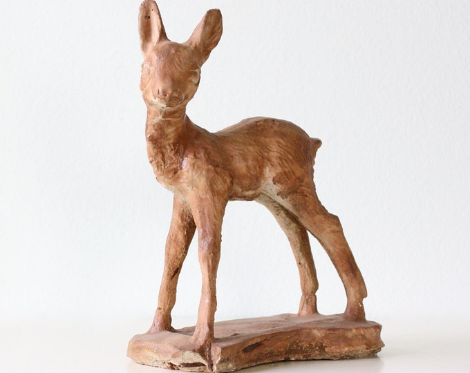 Vintage Concrete Deer Etsy
