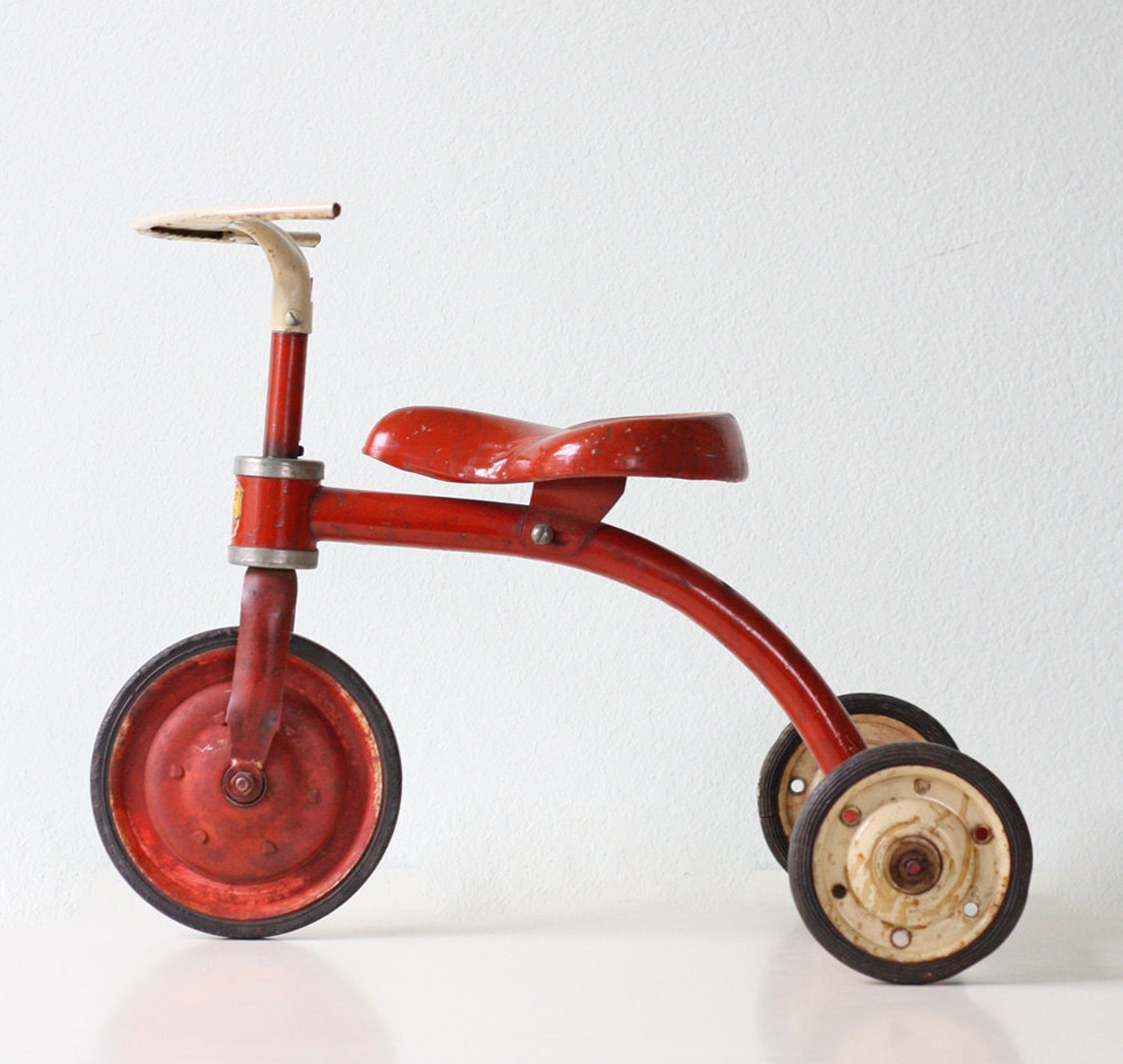 Vintage Red Tricycle Junior Toy Corp. Etsy