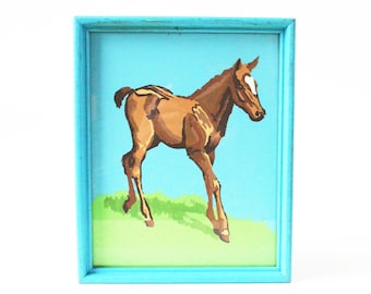 Pintura de caballos PBN vintage, pintura por número, decoración de caballos vintage, vaquero occidental, arte de pared de galería, decoración vintage del hogar, estilo retro