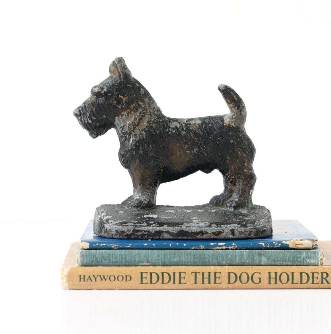 Vintage Dog Doorstop, Antique Cast Black Dog Door Stop, Black Scottie