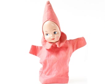 Vintage Pink Puppet Doll, Pink Pixie Doll, Pink Doll, Bryan Memorial Hospital, Lincoln Nebraska, Vintage Toy, Retro Style