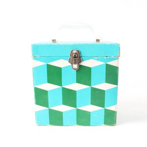 Vintage Platterpak Record Box: Mod Green & Turquoise Storage Case