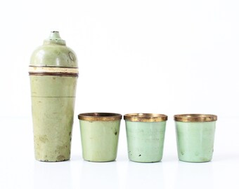 Vintage Mini Shot Shaker, Vintage Barware, Mixed Drink Shaker, Green and White Shaker, Stamped Germany, Retro Barware, Retro Style