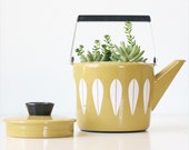 Vintage Cathrineholm Teapot, Tea Kettle, Yellow Green