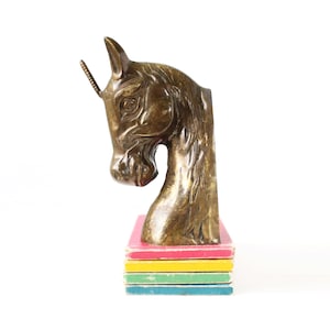 Vintage Brass Unicorn Bookend: MCM Home Decor