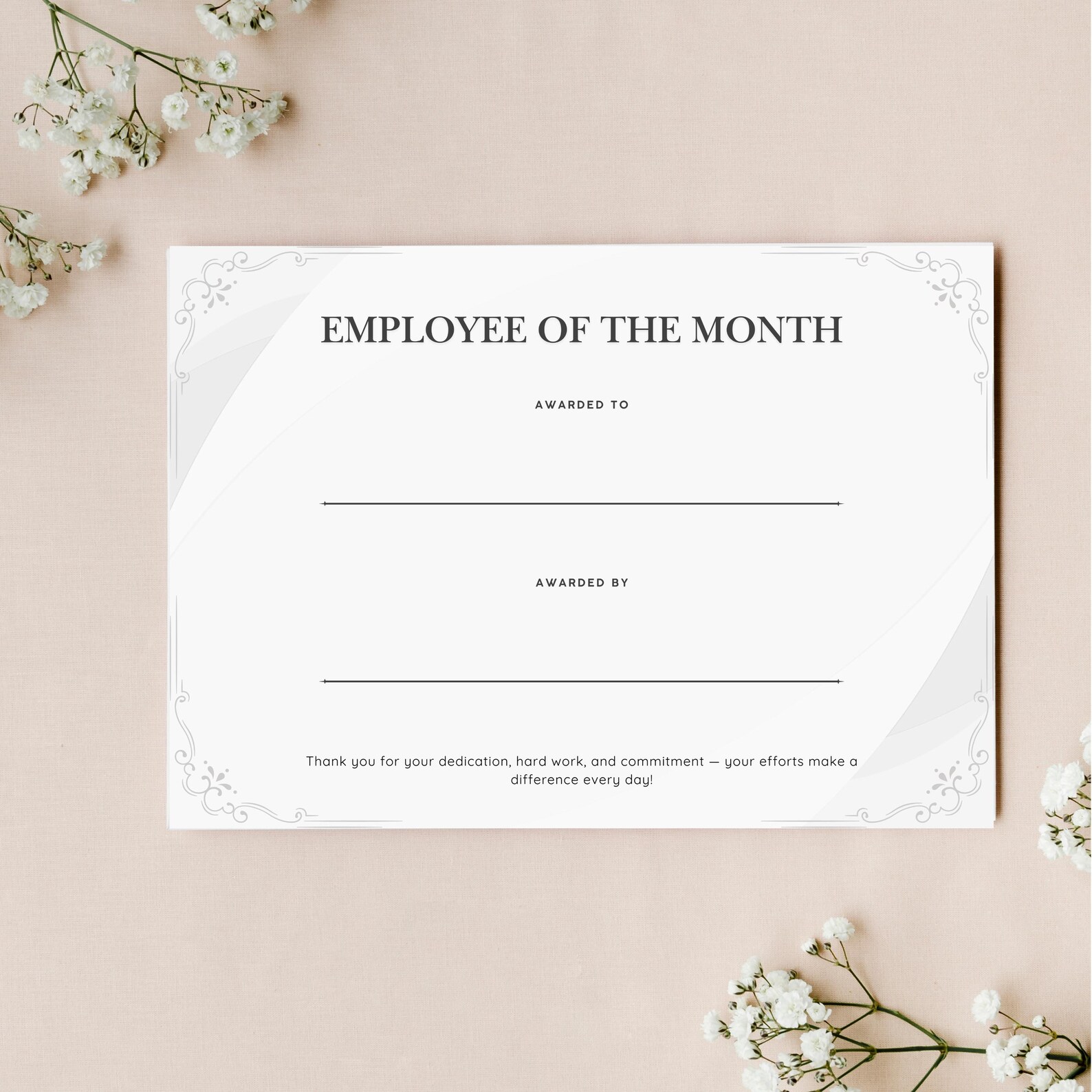 Printable Employee of the Month Certificate: Staff Appreciation Award ...