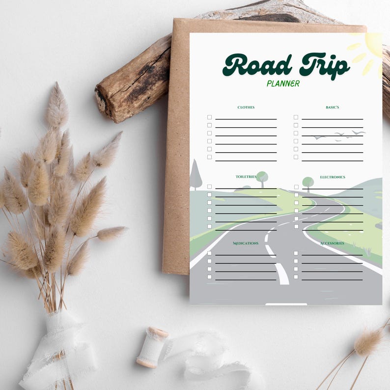 Road Trip Planner Printable | Travel Checklist | Packing List Organizer ...