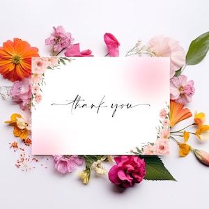 carte de remerciement imprimable | Remerciement floral élégant | de remerciement pour mariage | Téléchargement instantané | Merci PDF
