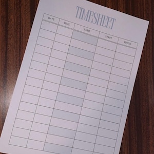 Printable Timesheet Template: Employee Time Tracker, Work Log (PDF Download