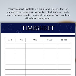 Printable Employee Timesheet: Work Hour Tracker (PDF)