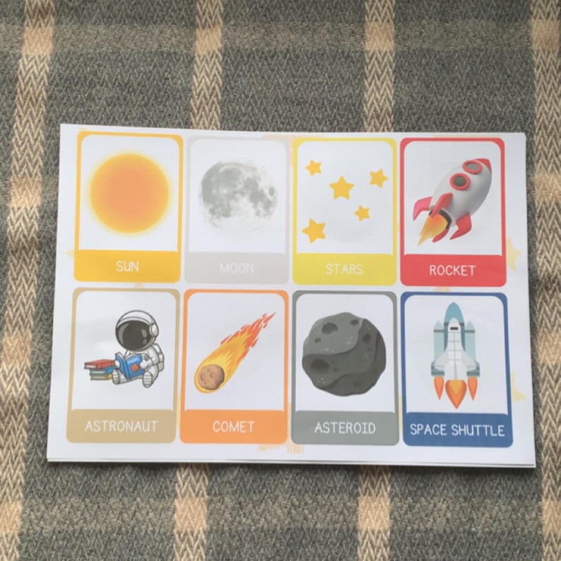 Solar System Flashcards Printable • A4 Kids Space Learning Cards for ...