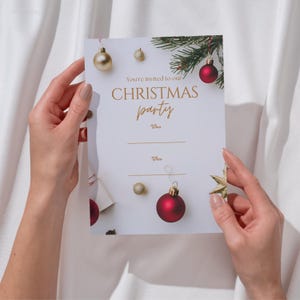 Christmas Party Invitation Template: Festive Holiday Decor (Digital Download)