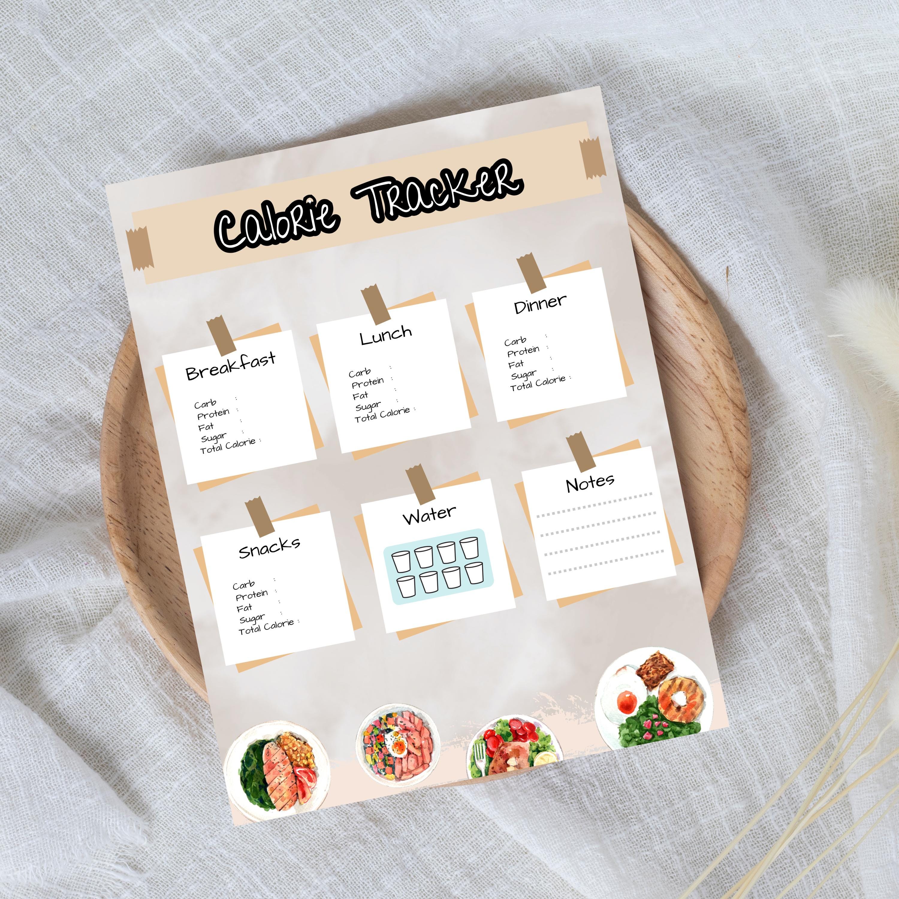 Calorie Tracker Printable 8.5x11 - Daily Meal & Macro Log PDF - Food ...