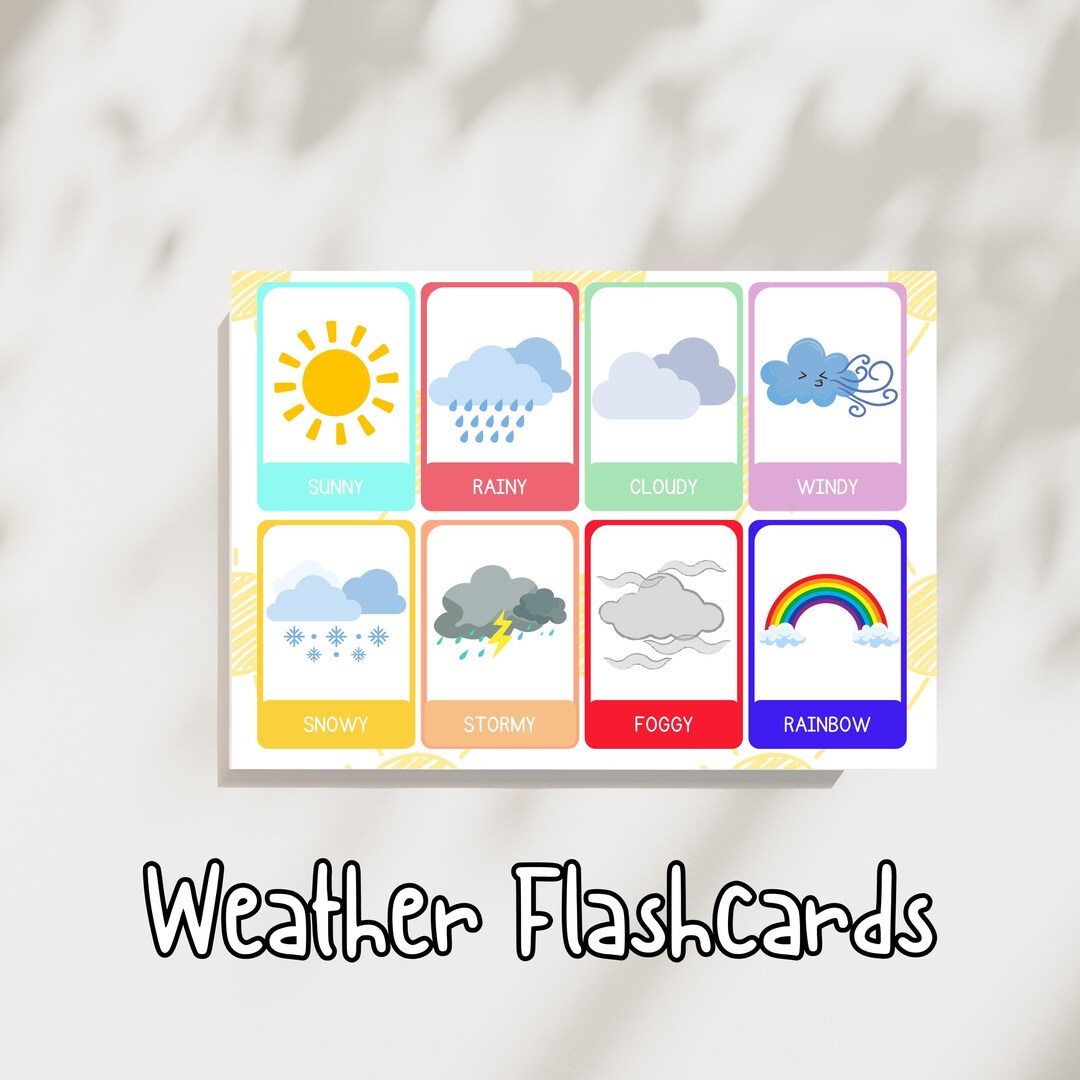 Weather Flashcards for Kids | A4 Printable PDF | Toddler Learning Cards ...