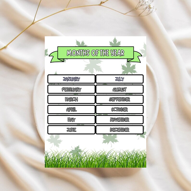 Months of the Year Printable | 8.5x11” Kids Educational Chart ...