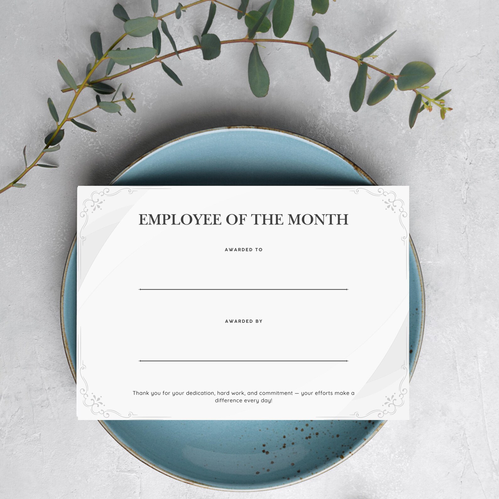 Printable Employee of the Month Certificate: Staff Appreciation Award ...