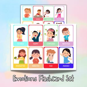 Flashcards de emoções para crianças | PDF A4 para impressão | Quadro de sentimentos para pré-escola | Cartões de aprendizagem emocional | Decoração de sala de aula SEL