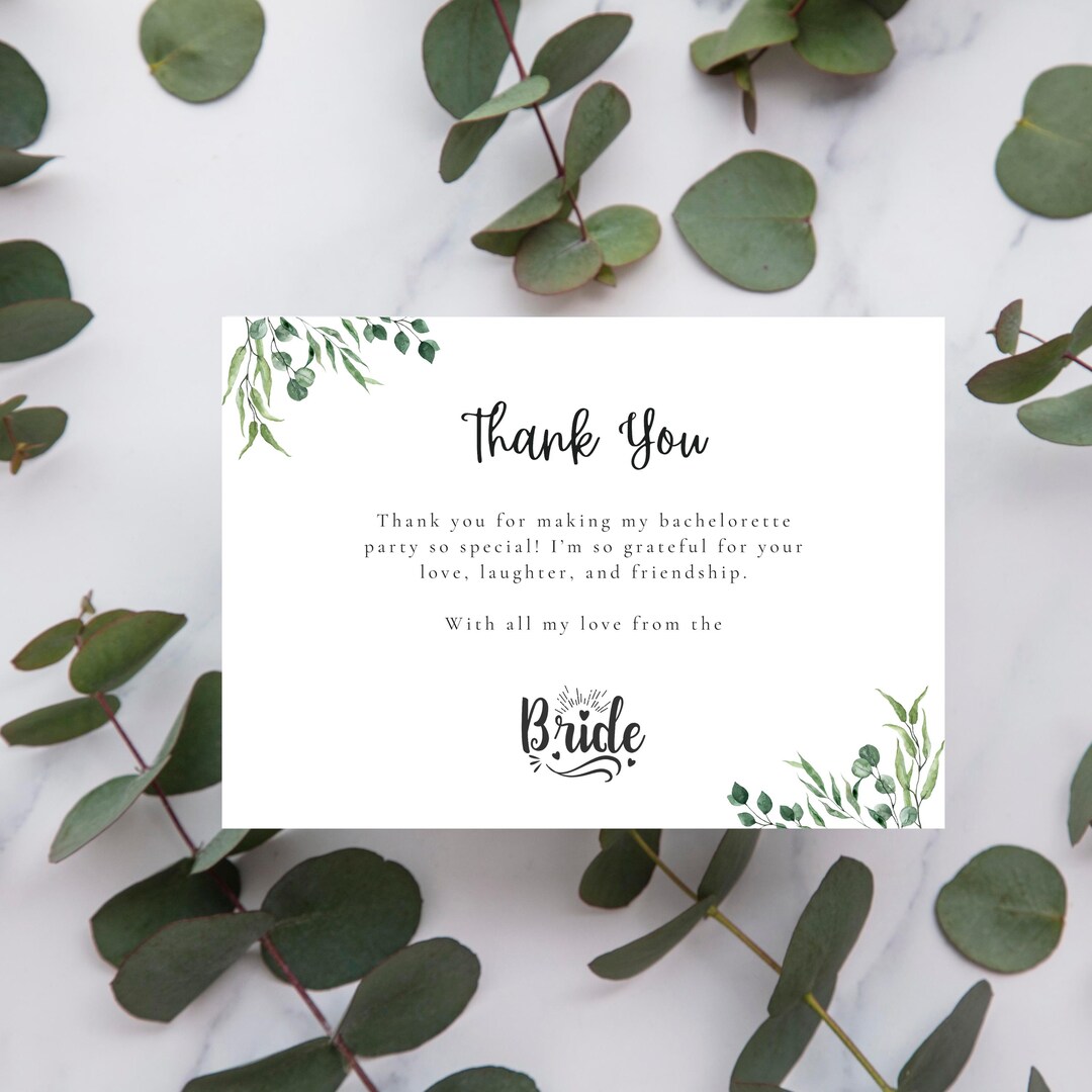 Bridal Thank You Card | Bride to Bridesmaids & Friends | Bachelorette ...