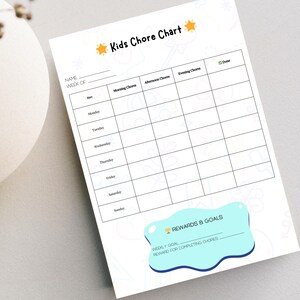 Kids Chore Chart Printable | Weekly Responsibility Chart | Chore Tracker for Kids | Reward Chart | Daily Task List | Instant Download