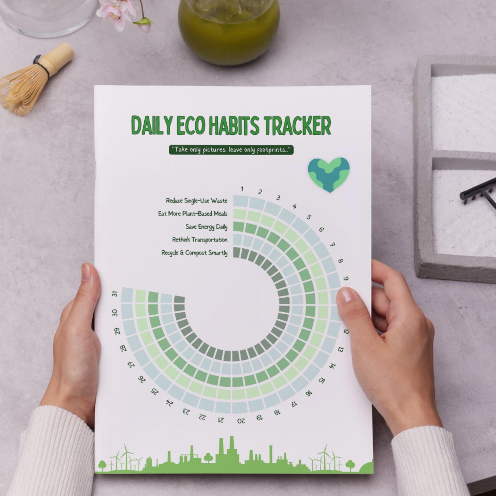 Daily Eco Habits Tracker Printable A4 • Minimalist Sustainability ...