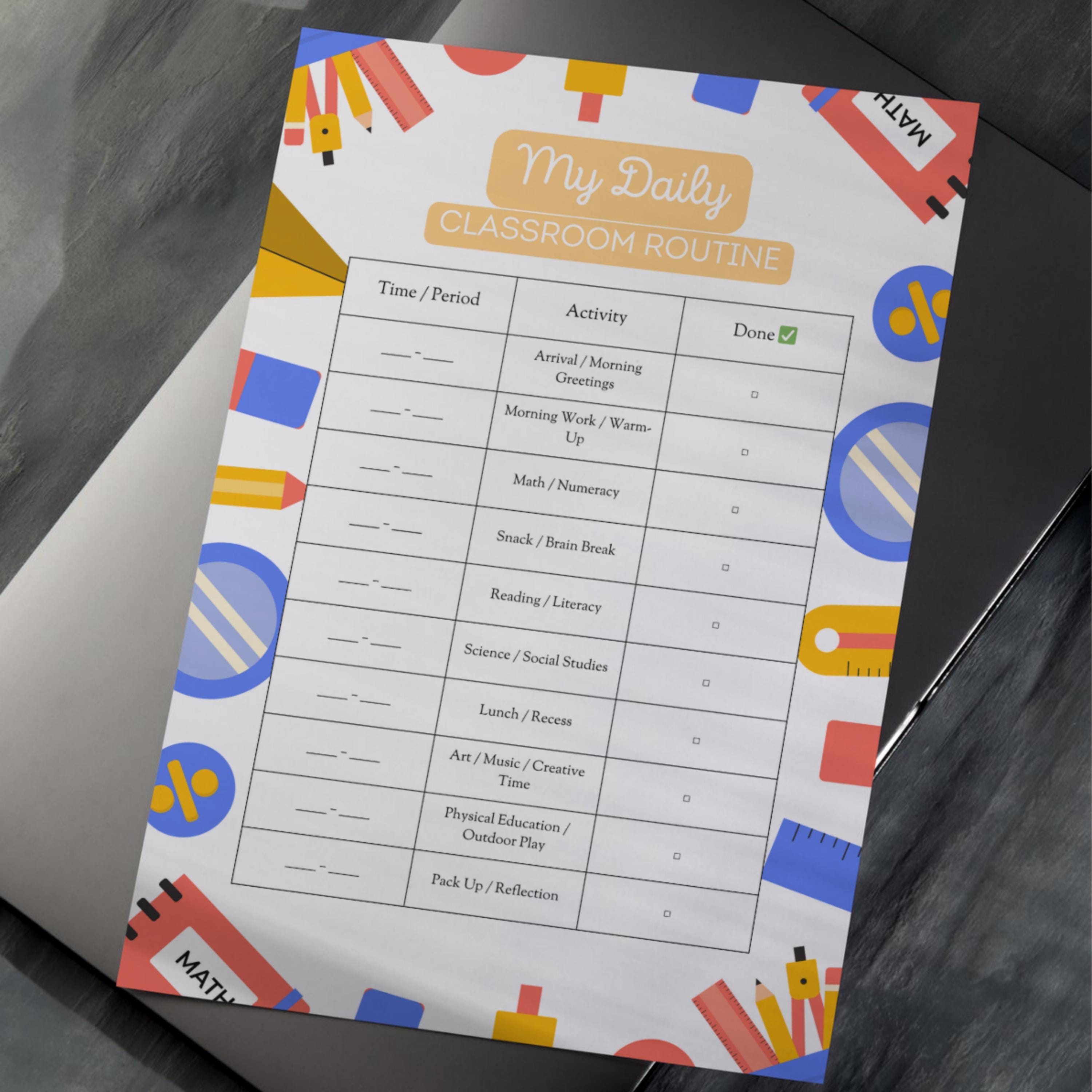 Classroom Routine Chart Printable | Flexible Daily Schedule A4 ...
