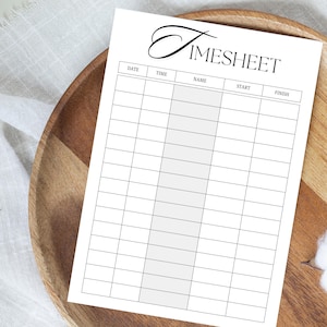 Timesheet, Timesheet Printable Template, Employee Timesheet, Work Hours Tracker, Time Log, Digital Download, Office Tools