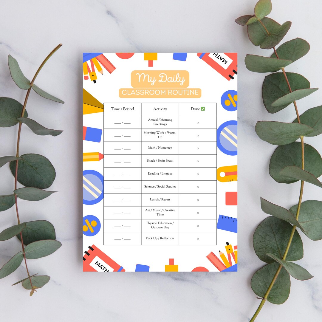 Classroom Routine Chart Printable | Flexible Daily Schedule A4 ...