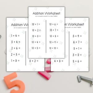 Maths Worksheets | Printable Math Worksheets Bundle | Educational Prints Set | Math Addition Sheets | Printable School Supplies