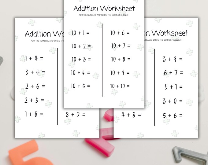 Kindergarten Math Worksheets: Number Line Addition (PDF) - Etsy Canada