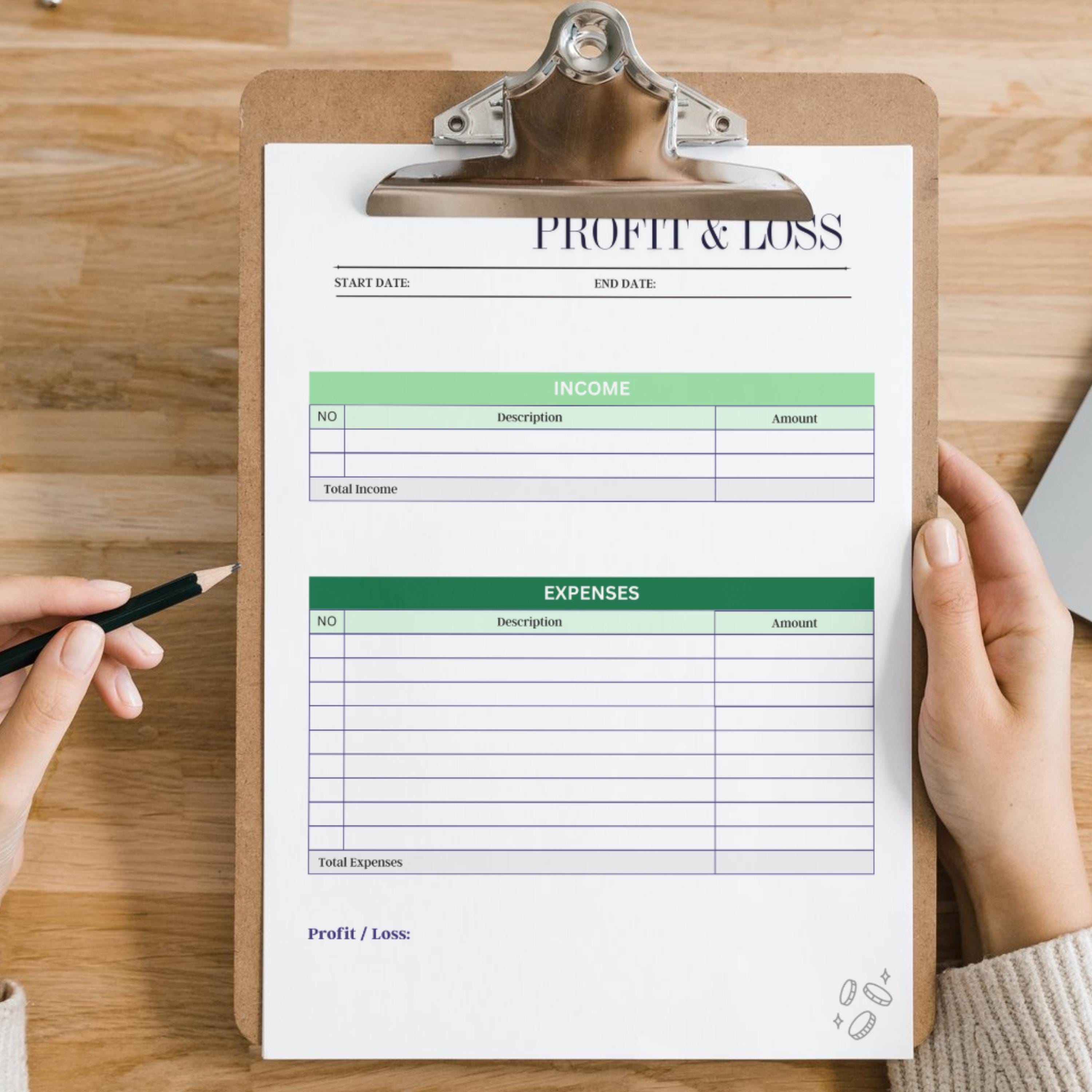 Profit and Loss Printable | Business Planner Sheet | Income and ...