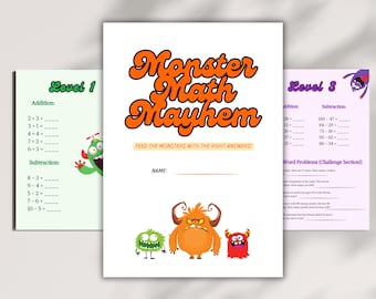 Monster Math Worksheets: Fun Addition & Subtraction Practice (PDF Download)