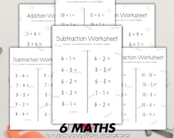 Addition and Subtraction Worksheets - 3 Printable Math Worksheets - Educational Kids Activity - Homeschool Learning PDF