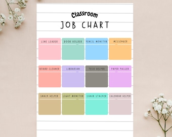 Classroom Job Chart Printable | Reusable Teacher Resource | A4 & US Letter | Student Responsibility Chart | Back to School Decor