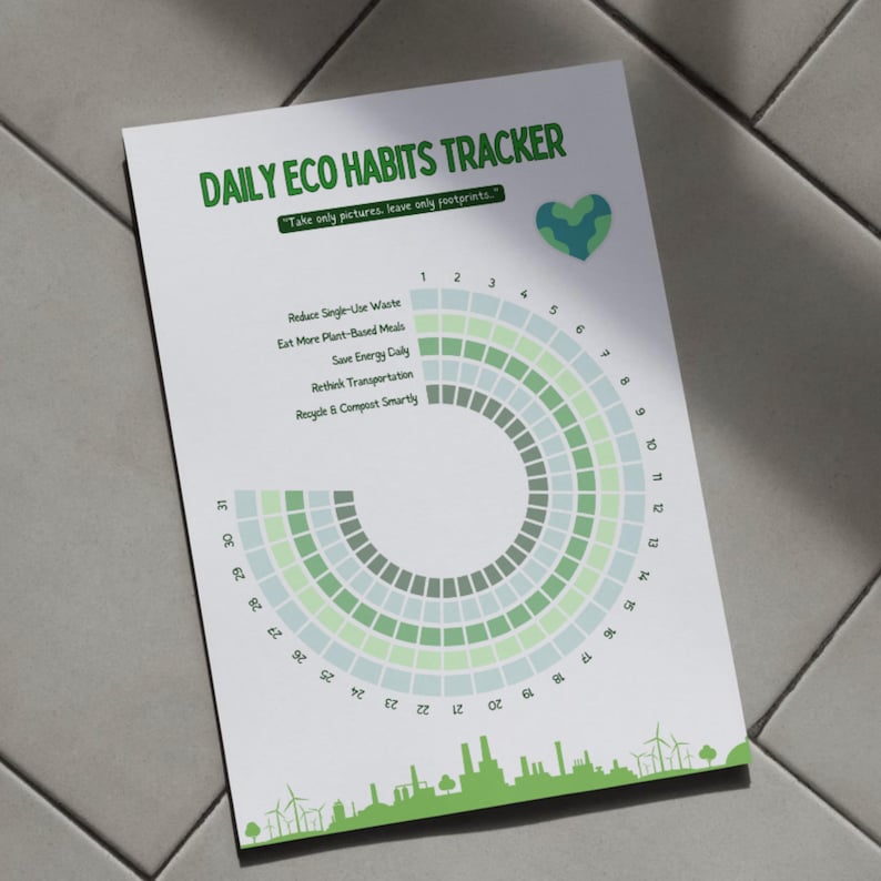 Daily Eco Habits Tracker Printable A4 • Minimalist Sustainability ...