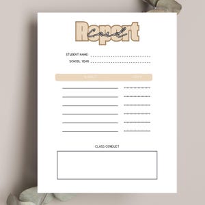 Boletín de calificaciones imprimible / Informe escolar editable en PDF / Hoja de calificaciones para educación en casa / Seguimiento del progreso del estudiante / 8.5x11" Descarga instantánea