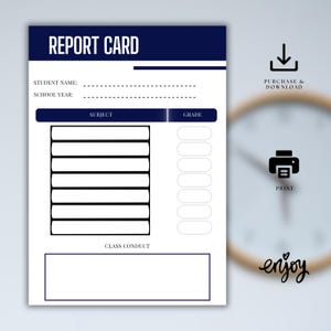 Boletín de calificaciones, Boletín de calificaciones imprimible, Boletín de calificaciones de educación en el hogar, Informe de progreso del estudiante, Plantilla de informe escolar, Recurso para maestros
