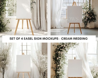 Easel Sign Mockup - Wedding Welcome Sign Background Mockup -  Cream Balloons Easel Sign Mockup - Boho Party Sign Mockup - Commercial Use