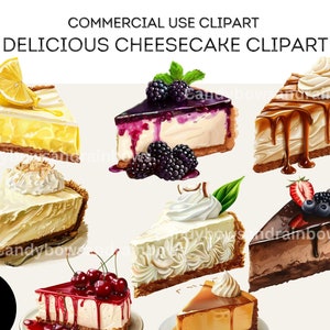 Delicious Cheesecake Dessert Clipart - 27 High Quality PNG Images - Food Clipart - Cheesecake Printable Graphics - Commercial Use Allowed