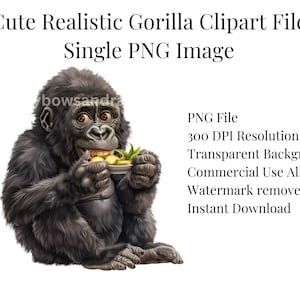 Süßer Gorilla mit Banane PNG Einzelbild - Kommerzielle Nutzung erlaubt