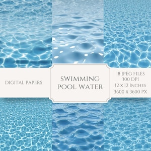 Swimming Pool Digital Papers - 18 JPG files - 12x12 inches - 300DPI -  Commercial Use Allowed