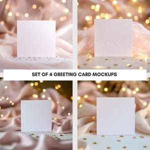 Maquette de carte de voeux carrée - Maquette de carte de voeux Boho Bokeh Lights - Maquette de carte de style neutre - Usage commercial
