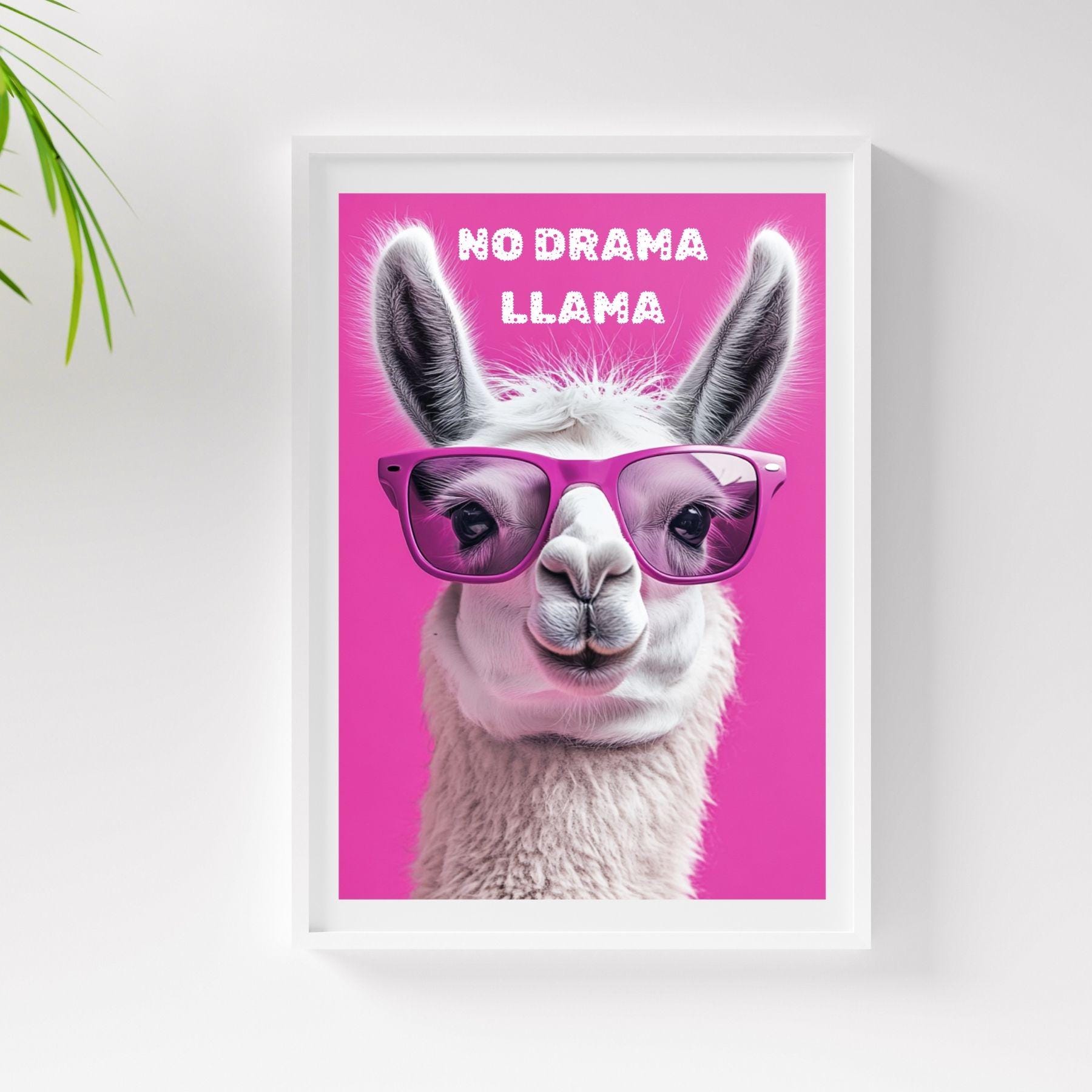No Drama Llama Pink Print - Cute Llama Print - Aesthetic No Drama Llama Print, Girly Wall Art, Funny, Cute Llama Poster, Digital Download
