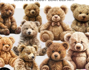 Beautiful Teddy Bear Clipart - 18 PNG Images of Teddy Bears - Realistic Teddy Bear  Clipart - Commercial Use Allowed