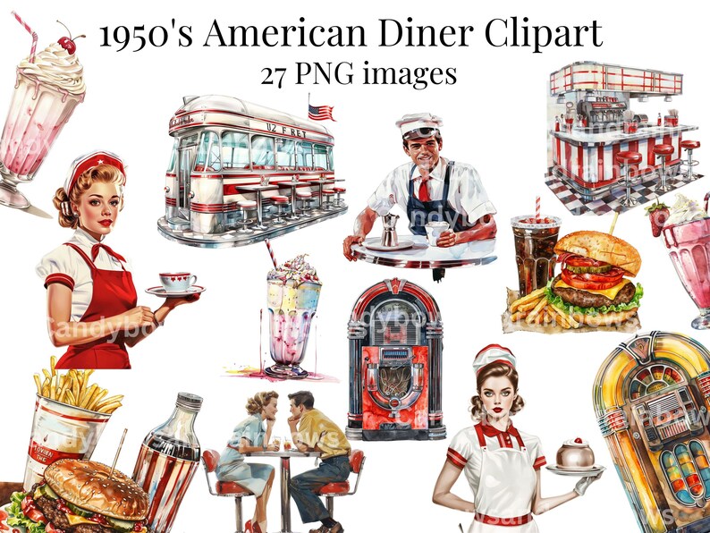 Nostalgic 1950's Diner Clipart - PNG Images of 1950's Vintage America ...