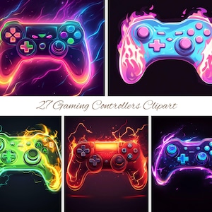 Gaming Controllers Clipart - 27 hochwertige PNG-Bilder - Neon Gaming Controllers druckbare Grafiken - kommerzielle Nutzung erlaubt