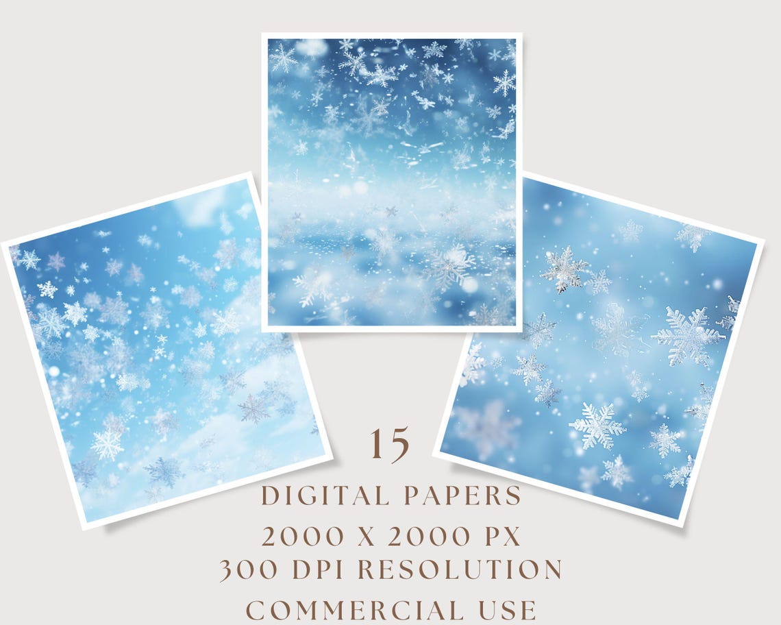Christmas Blue & White Snowflakes Digital Background Paper - 15 ...