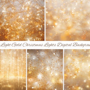 Light Gold Christmas Lights Digital Background Paper -  15 Christmas Lights PNG Images  - Digital Papers - Commercial Use Allowed