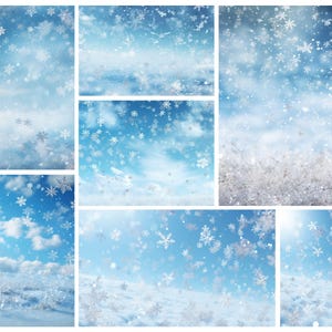 Christmas Blue & White Snowflakes Digital Background Paper - 15 ...